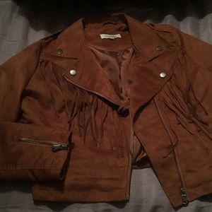 NWOT Brown Fringe Jacket